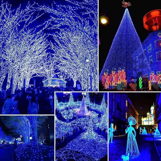 Solar String Lights Outdoor, 2-Pack Total 80FT 200 LED Solar Christmas Twinkle Lights Outside Waterproof Copper Wire 8 Modes Solar Fairy Lights for Garden Tree Party Birthday Christmas Decor (Blue) by GreenHaven Gardens