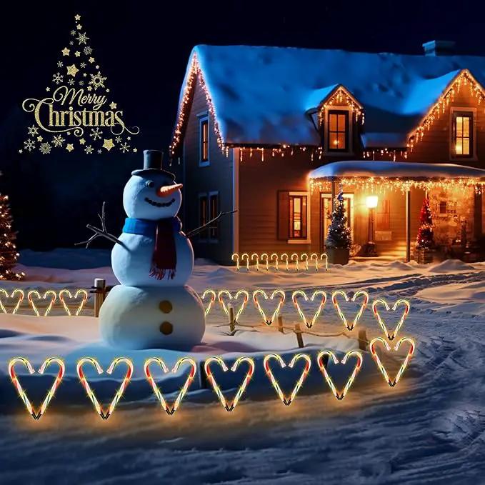 10" Christmas Candy Cane Pathway Lights, Set of 10 Pack Christmas Outdoor Decorations Candy Cane Lights Red & Green by GreenHaven Gardens