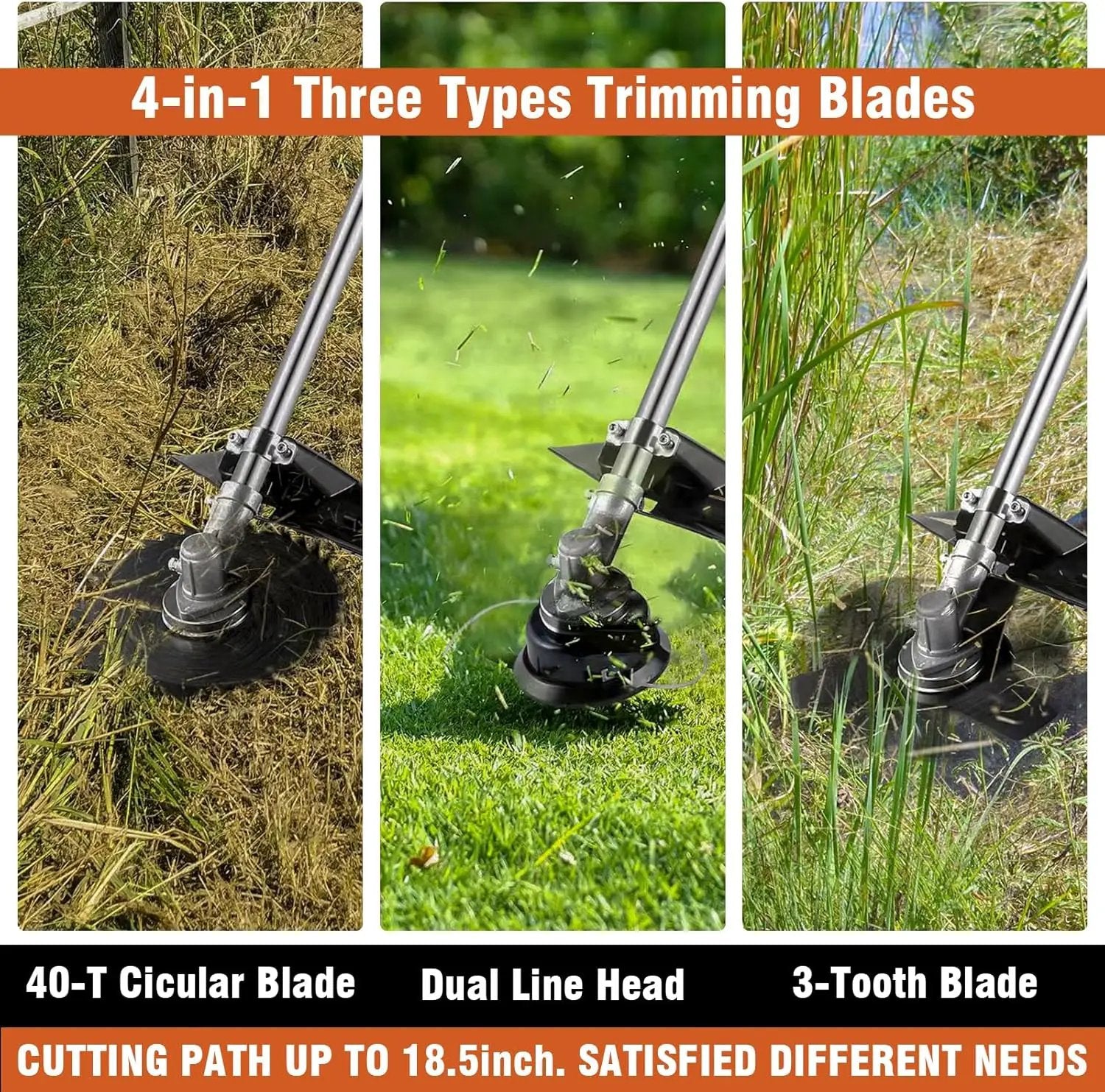 COOCHEER 58cc Gas Weed Eater, 4 in 1 String Trimmer 2-Cycle Gas Powered Weed Wacker Brush Cutter with 18.5’’ Cutting Path, Straight Shaft Weed Trimmer Grass Cutter for Yard, Garden Care, Orange by GreenHaven Gardens