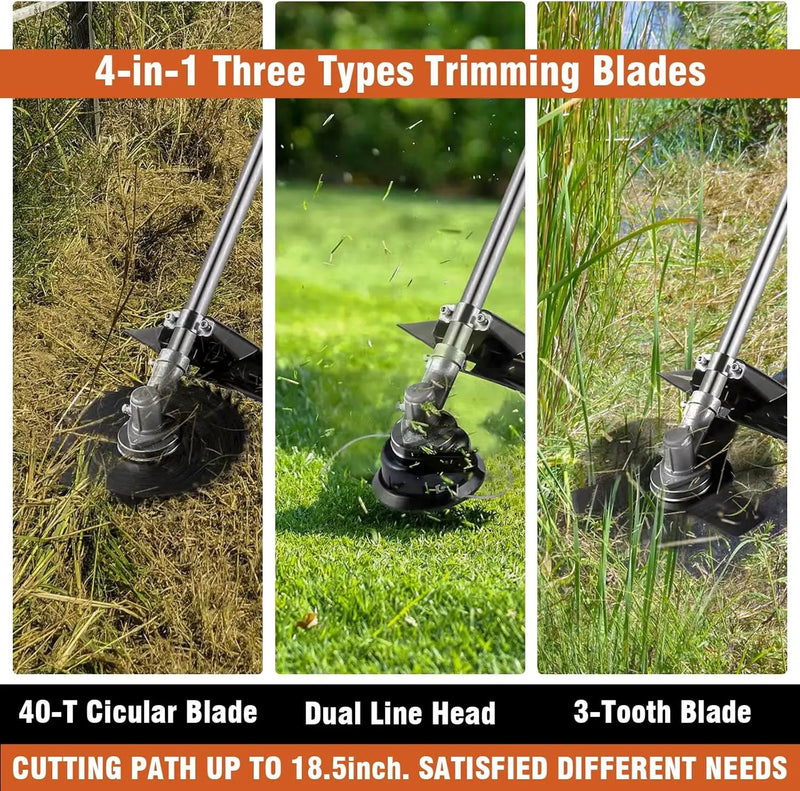 COOCHEER 58cc Gas Weed Eater, 4 in 1 String Trimmer 2-Cycle Gas Powered Weed Wacker Brush Cutter with 18.5’’ Cutting Path, Straight Shaft Weed Trimmer Grass Cutter for Yard, Garden Care, Orange by GreenHaven Gardens