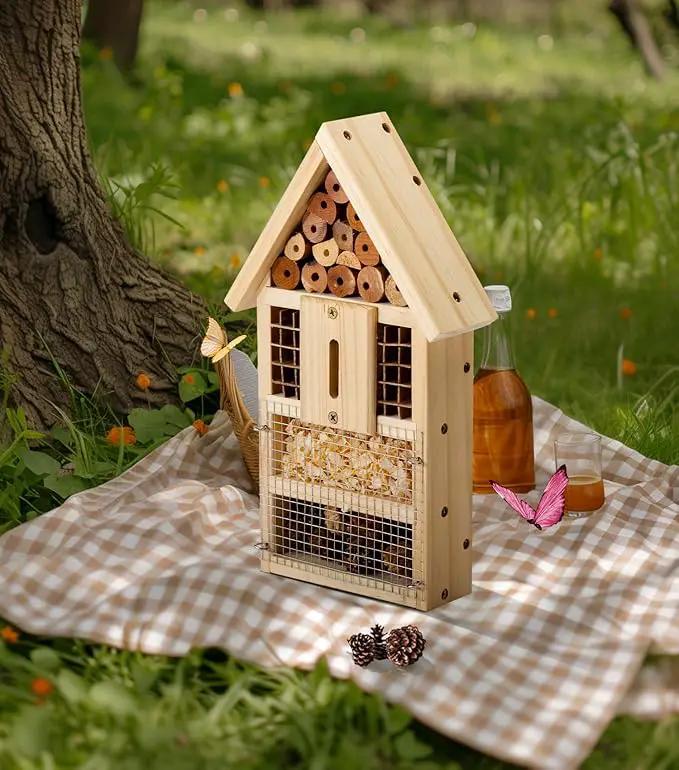 2 PK Large Cedar Wood Insect House Kit for DIY Project Backyard Insect House, Bee House, Nesting Habitat Shelters, Garden Shelter for Bees, Butterflies, Bugs by GreenHaven Gardens