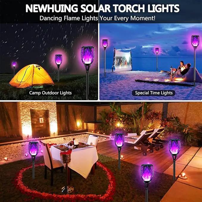 4PCs Halloween Solar Torch Lights Outdoor, 43in 96 LED, Waterproof Landscape Garden Pathway Light with Purple Vivid Dancing Flickering Flames, Auto On/Off Dusk to Dawn for Halloween Lights Decoration by GreenHaven Gardens