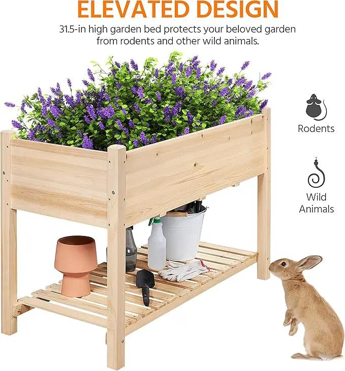Yaheetech 47x23x32in Wooden Raised Garden Bed with Legs & Storage Shelf Horticulture Wooden Elevated Planter Box Vegetable Growing Bed for Flower/Herb/Backyard/Patio by GreenHaven Gardens