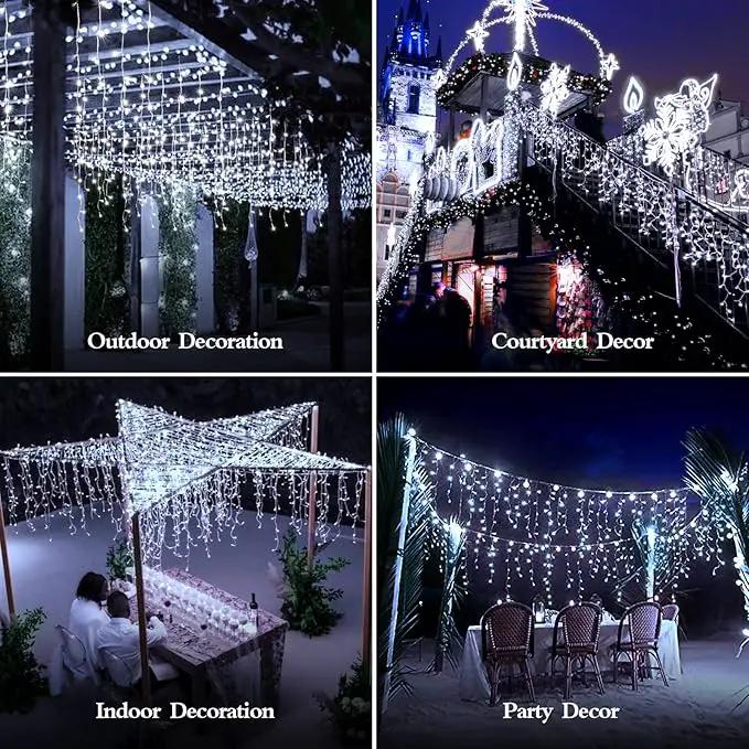 1600 LED 164FT Outdoor Christmas Lights Plug in 8 Modes with Timer Dimmable Christmas Decorations Waterproof Indoor Curtain String Lights for Roof Porch Garden Holiday Wedding Party Decor Cool White by GreenHaven Gardens