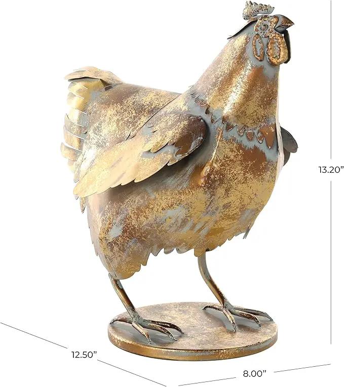 Deco 79 Metal Chicken Decorative Garden Sculpture Patina Garden Statue, Outdoor Sculpture 8" x 13" x 13", Bronze by GreenHaven Gardens