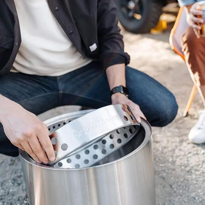 Solo Stove Ranger Essential Bundle | Ideal for 2–4 People | Smokeless Wood Burning Fire Pit with Stand, Lid & Ash Pan | Portable Outdoor Camping Stove, Stainless Steel, 15.25" H x 15" D by GreenHaven Gardens
