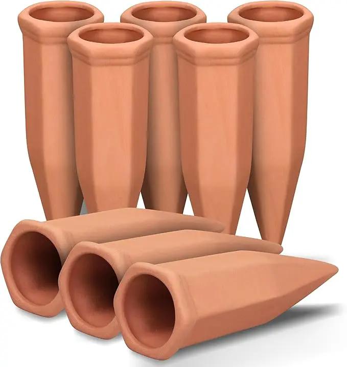 Wine Bottle Watering Spikes, Terracotta Watering Spikes for Out | Indoor Plants, Self Watering Planter Insert, Vacation Plant Watering Devices, Clay Plant Watering Globes, 8-Pack by GreenHaven Gardens