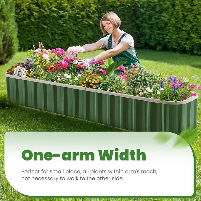 KING BIRD Raised Garden Bed Quick-Install Galvanized Planter Garden Box Outdoor for Gardening, Vegetables, Flowers 7.2x1.7x1 Ft, Green by GreenHaven Gardens