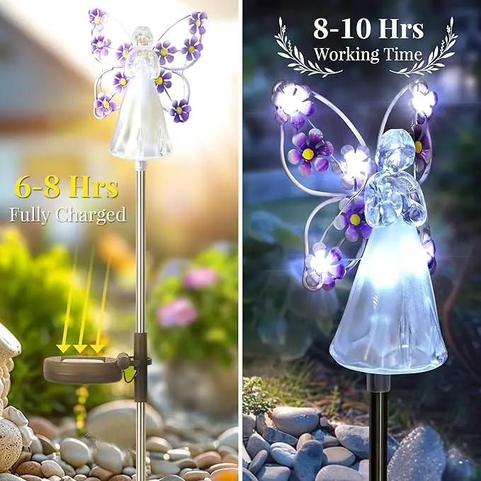 GIGALUMI Solar Angel Garden Stake Lights - 4 Pack Angel Solar Lights Outdoor Garden, Eternal Light Angel with 7 LEDs for Cemetery Grave Decorations, Memorial Gift, Christmas Yard Art, Sympathy Gift by GreenHaven Gardens