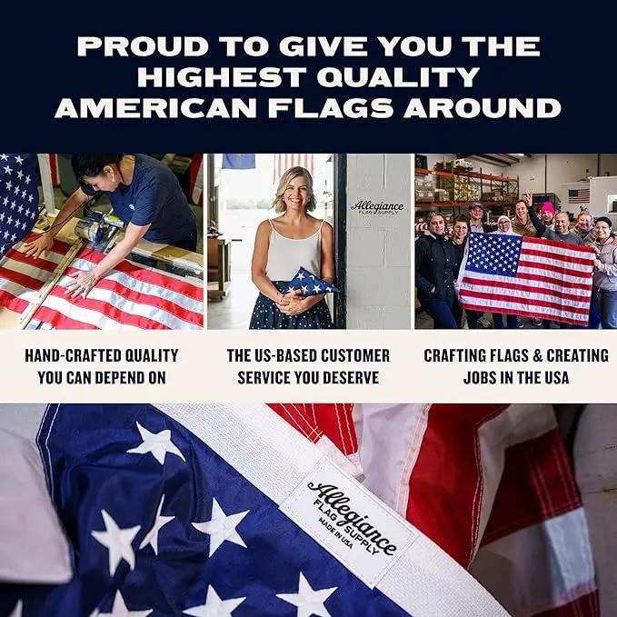 American Flag | American-Sourced Nylon Fabric, Embroidered Stars, Hand-Stitched | Proudly Made in USA (4' x 6') by GreenHaven Gardens