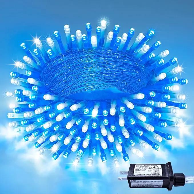 JMEXSUSS Connectable Blue and White Christmas Lights, 8 Modes 100 LED Twinkle String Lights Indoor, Clear Wire Plug-in Christmas String Lights Outdoor Waterproof by GreenHaven Gardens