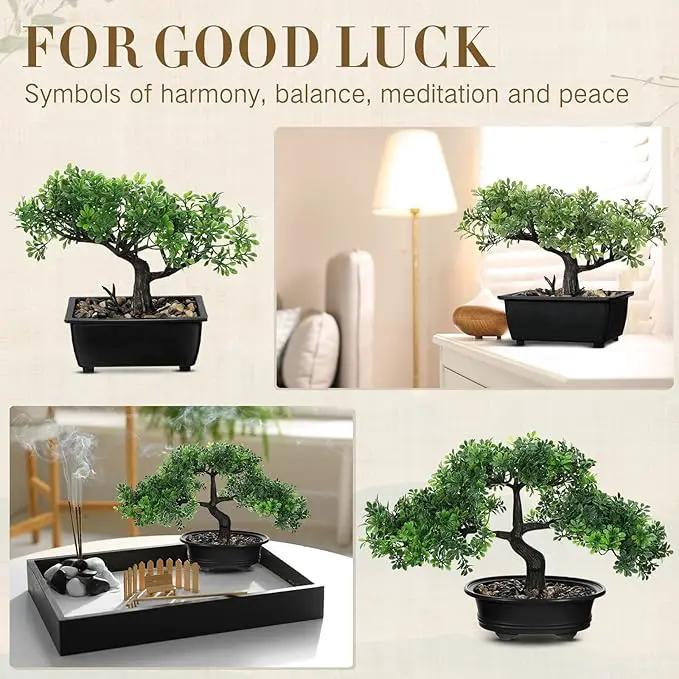 Jexine 4 Pack Artificial Bonsai Tree, Indoor Small Fake Plants in Pots for Home Table Office Desk Bathroom Shelf Bookshelf Bedroom Living Room Farmhouse Decorations by GreenHaven Gardens