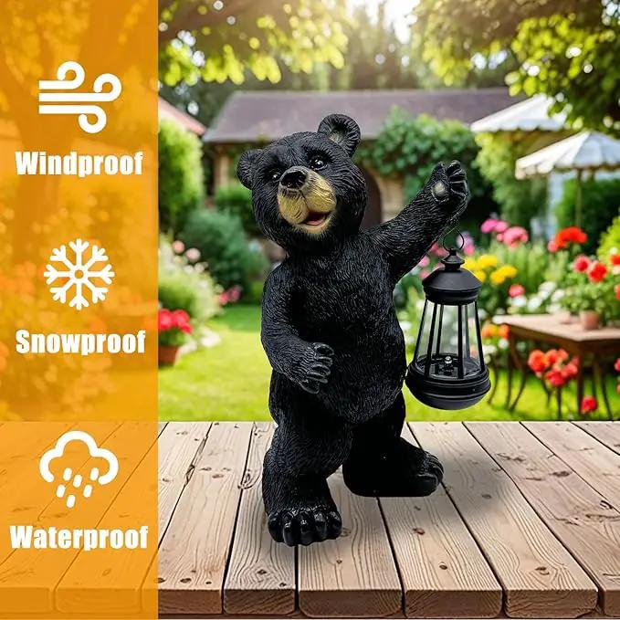 Solar Lantern Garden Statues Decor, Outdoor Bear Figurine Lights for Yard Patio Decoration - Unique Christmas Housewarming Gift for Grandma Wowen Mom by GreenHaven Gardens