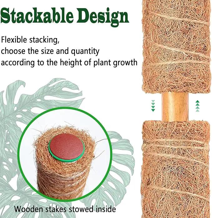 2 Pack 17 Inch Moss Pole, Stackable Moss Poles for Climbing Plants Monstera, Tall Plant Sticks Accessories, Large Coir Plant Support Stakes for Potted Plants Indoor, Pothos, Philodendron by GreenHaven Gardens