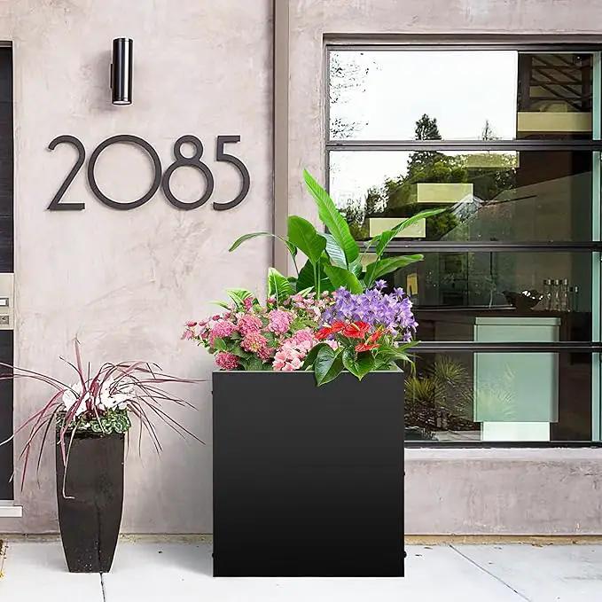Metal Rectangular Planter Box, Small Planter Boxes Outdoor, 18''L x 18''W x 20''H Heavy Duty Plant Box with Removable Insert Shelf, 3 Tier Adjustable Height Tall Garden Planter for Plants, Flowers by GreenHaven Gardens