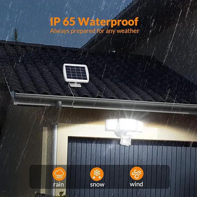 LEPOWER 1600LM LED Solar Security Lights Motion Outdoor, Motion Sensor Light, 5500K White Light, IP65 Waterproof Outdoor Flood Solar Light with 3 Adjustable Head for Yard, Garage（White） by GreenHaven Gardens