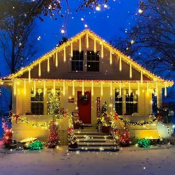 High Brightness 10 Tube 540 LED 20 Inch Meteor Shower Rain Lights Cascading Falling Rain Outdoor Lights for Christmas Roof Eaves Tree Decoration Icicle Raindrop by GreenHaven Gardens