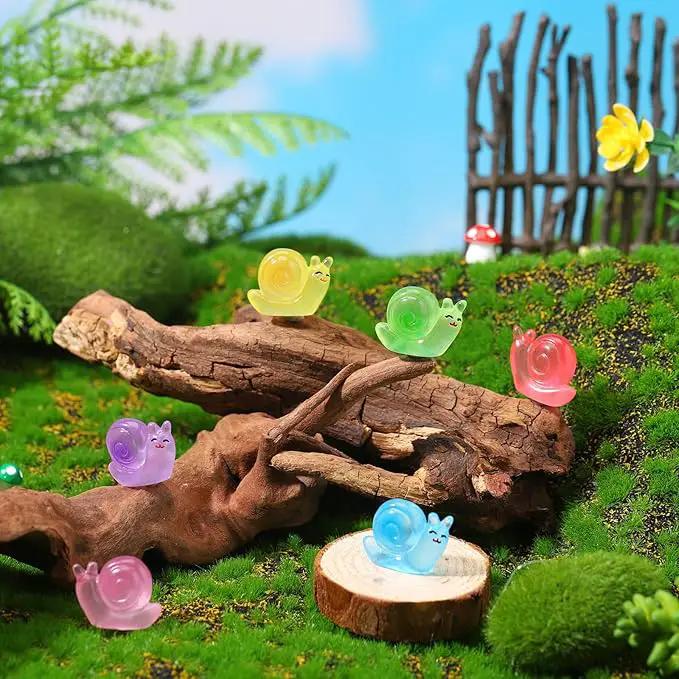 180 Pcs Luminous Resin Snail Miniatures Mini Animals Figures Cute Snail Figurine Fairy Decor Animal Ornament for Garden Landscape Home Accessories Craft Cake Decoration DIY by GreenHaven Gardens