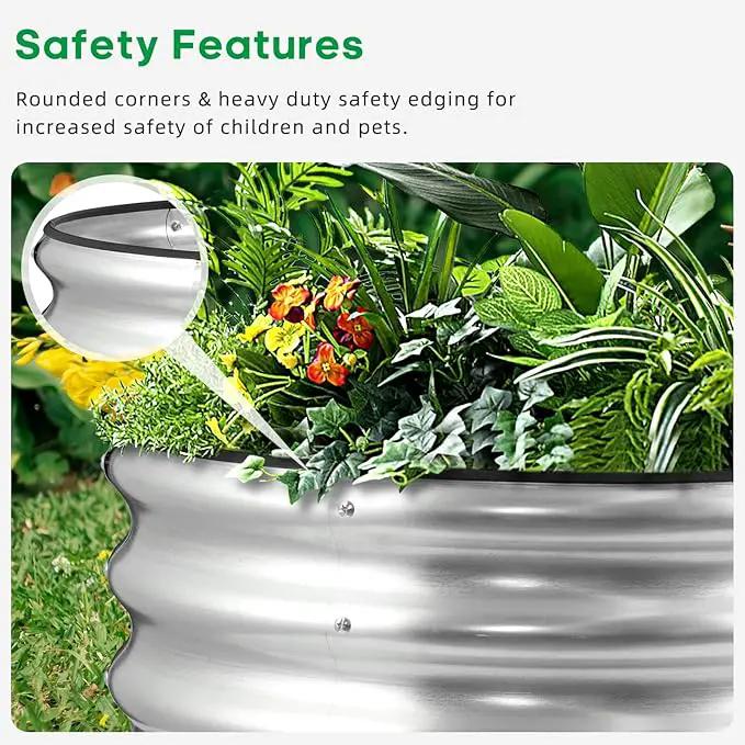 JERIA Raised Garden Bed,Galvanized Raised 2×2×1ft Planter Boxes Outdoor with Easy Assembly, Round Garden Bed for Vegetables, Fruits, Flowers by GreenHaven Gardens