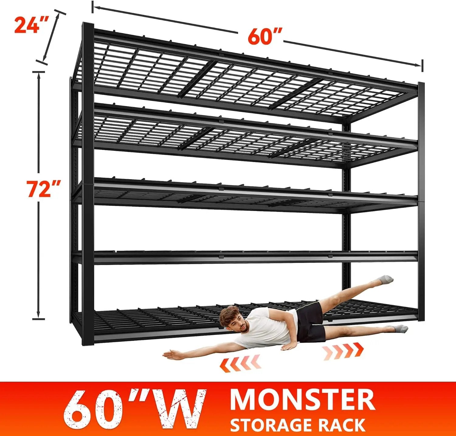 REIBII 60" W Garage Shelving Heavy Duty Metal Shelving 3000LBS Storage Shelves Adjustable Metal Shelves for Storage Industrial Garage Shelves for Warehouse Basement 60" W x 24" D x 72" H by GreenHaven Gardens