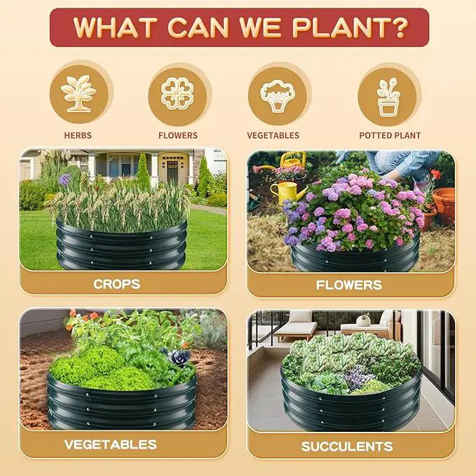 Durable Round Steel Raised Garden Bed Painted for Planting Vegetable/Herbs/Flowers/Trees at Backyard/Garden,or Baby Chicken,Christmas Tree Fence (Dark Green, 32 ins Diameter x 12 ins high) by GreenHaven Gardens