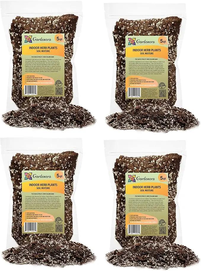 Soil Mixture for Indoor Herb Planters - 10 Quart - Specially Blended Soil Mixture for Planting and Growing Indoor Kitchen Herbs Indoors (4 Bags of 5 Quart) by GreenHaven Gardens