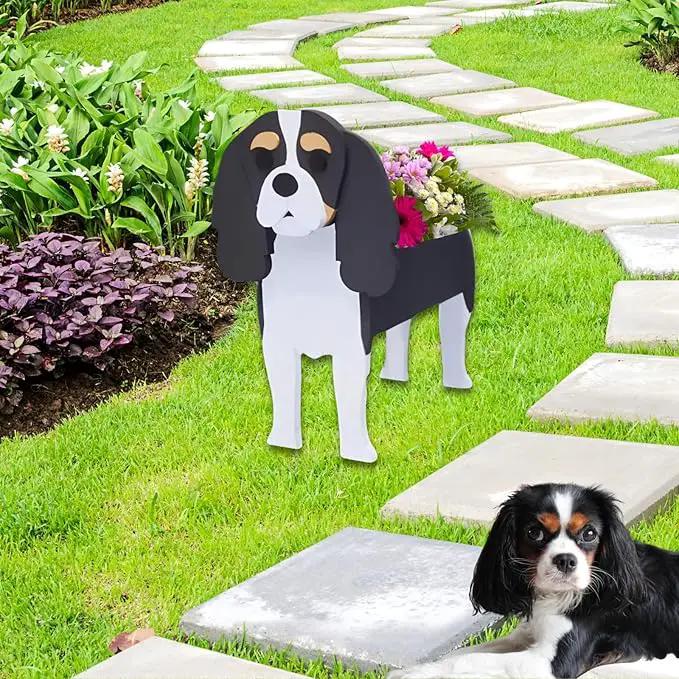 Cavalier King Charles Spaniel Dog Planter Plant Pots,Cute Garden Dog Flower Planter,Dog Planters Birthday Gifts for Women,Office,Indoor/Outdoor Decor（9.45 * 8.66 * 13.39in） by GreenHaven Gardens