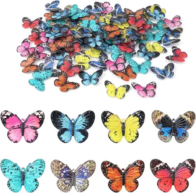 80pcs Micro Resin Butterflies, 1.6Inch Colourful Miniature Tiny Butterflies Crafts Mini Resin Butterflies for Decoration Doll House Decor Dream Garden Fairy Toys Landscape Miniature Things by GreenHaven Gardens