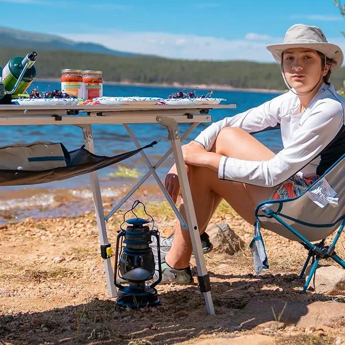 PORTAL Camping Table Portable Foldable with Adjustable Legs, Aluminum Folding Table Roll Up Table with Carrying Bag for Outdoor, Beach, Picnic, Backyards, BBQ and Party, Silver, Big by GreenHaven Gardens