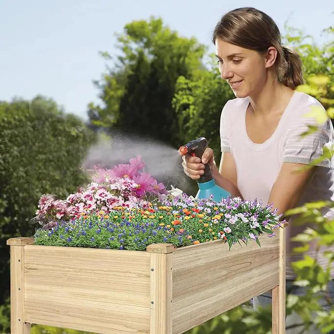 LZRS Raised Garden Bed Outdoor Planter Box with Legs for Herbs, Vegetables, Flowers, Great for Outdoor Patio, Yard and Deck, 220lb Capacity, Natural by GreenHaven Gardens