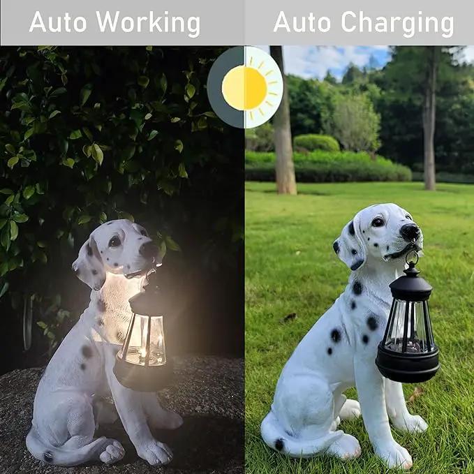 NASKY The Resin Handicraft Solar - Powered Hanging Lamp in The Shape of A Simulated Puppy of The Courtyard is Suitable for Places Such As Courtyards, Gardens and Balconies (Spotted Dog) by GreenHaven Gardens