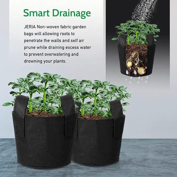 JERIA 12-Pack 5 Gallon, Vegetable/Flower/Plant Grow Bags, Aeration Fabric Pots with Handles (Black), Come with 12 Pcs Plant Labels by GreenHaven Gardens
