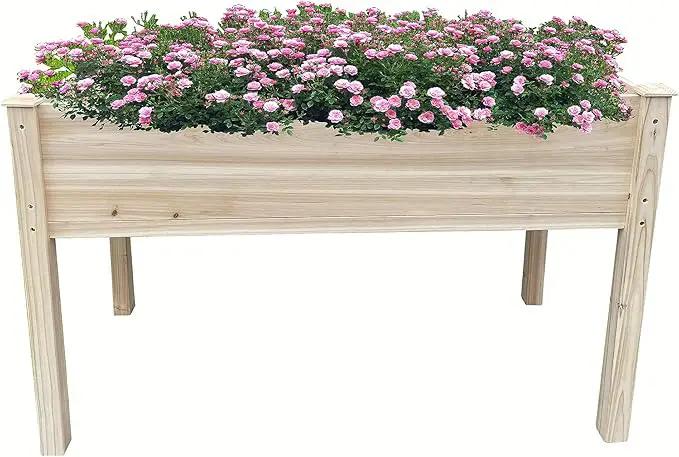 BTExpert 4ft Wooden Raised Garden Bed with Legs, 48x24x30in Elevated Planter Box Stand for Vegetable Flower Backyard, Patio, Balcony Large Wood Raised Beds Liner Outdoor - 30 in Height by GreenHaven Gardens