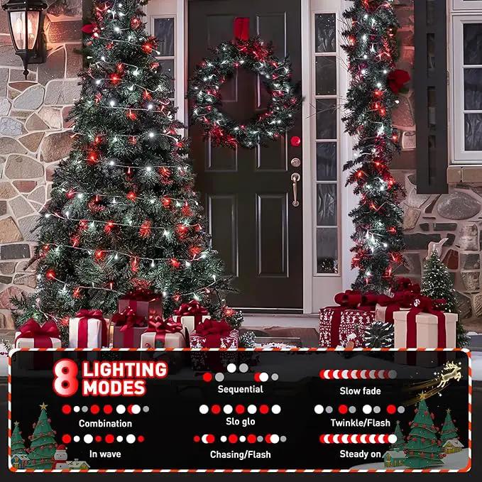 JMEXSUSS 200 LED Red and White Christmas Lights Outdoor, 66ft Halloween String Lights Indoor Clear Wire, Christmas Tree Lights Plug in for Bedroom Tree Christmas Party Decorations by GreenHaven Gardens
