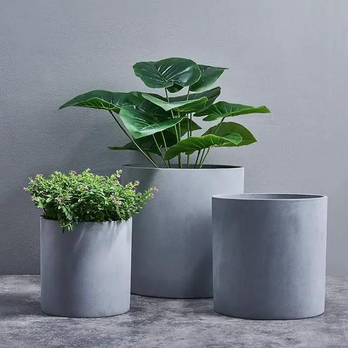 FaithLand Plant Pot 14 inch - Perfectly Fits Mid-Century Modern Plant Stand - Drainage Plug and Drainage Mesh Screen - Gray Planter Pot. by GreenHaven Gardens