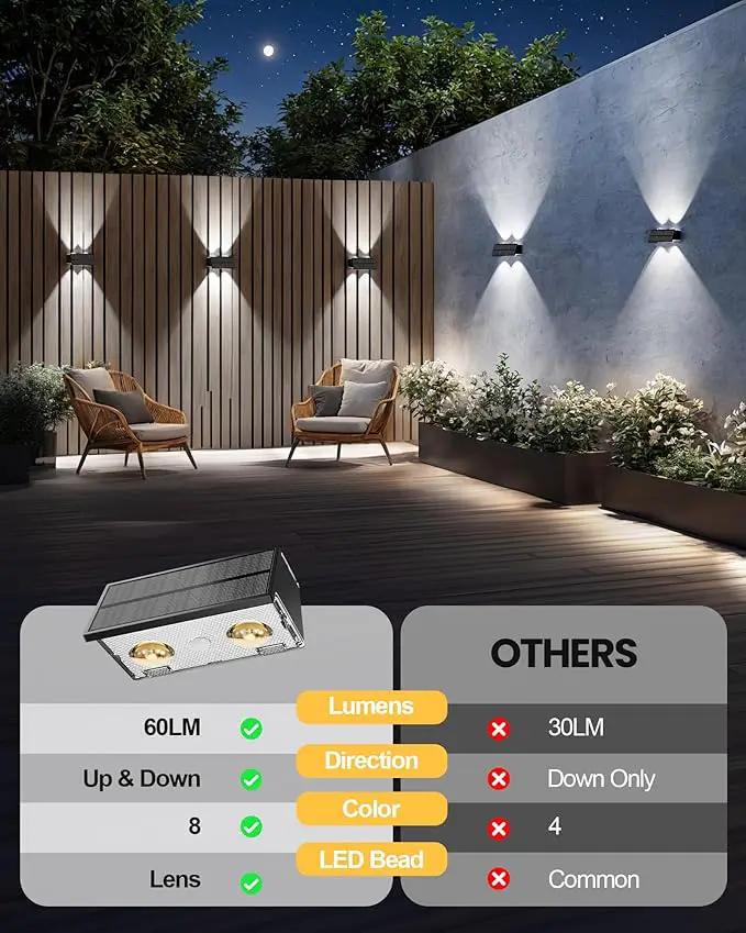 Bridika Solar Fence Lights Outdoor, 6 Pack Up and Down Wall Light, 8 Colors Lens LED Dusk to Dawn Solar Lights Outdoor Waterproof for Patio, Deck, Backyard, Garden by GreenHaven Gardens