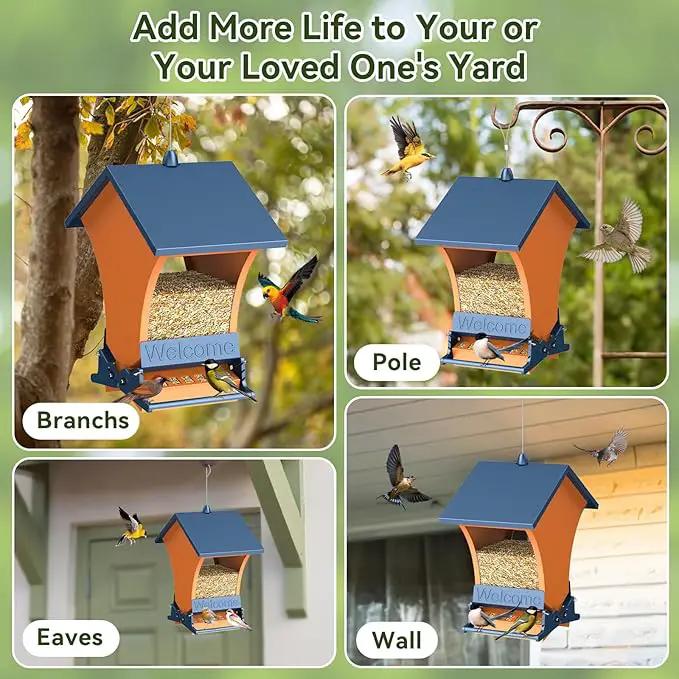 Wildpark Squirrel Proof Bird Feeders for Outdoors, 5LB Metal Hanging Feeders, Large Wild Feeders for Cardinals, Chickadees, Durable Backyard Feeders-One in Orange by GreenHaven Gardens