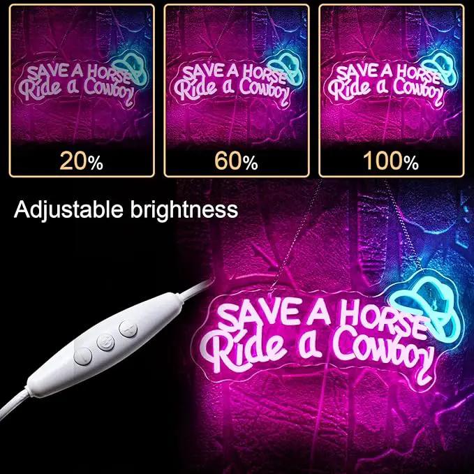 WLHOPE Save A Horse Ride A Cowboy Neon Sign Adjustable Brightness Led Sign,Neon Signs for Wall Decor,Connectivity Via USB Licked Neon Light for Bedroom Home Bar Club Hotel Party Decor by GreenHaven Gardens