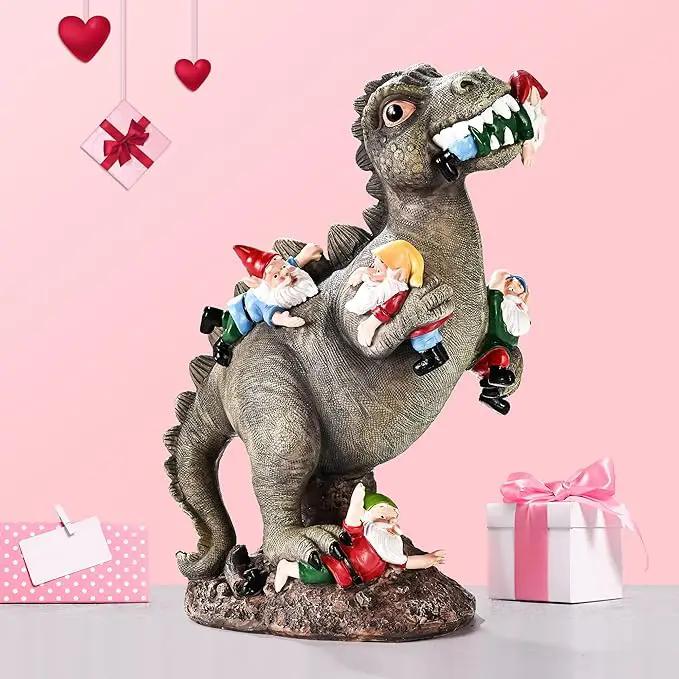 Garden Gnomes Statues Yard Decorations Outdoor Garden Decor, 14” Dinosaur Gnomes Garden Statues, Patio, Lawn Ornament, Gardening Gifts for Women for Housewarming by GreenHaven Gardens