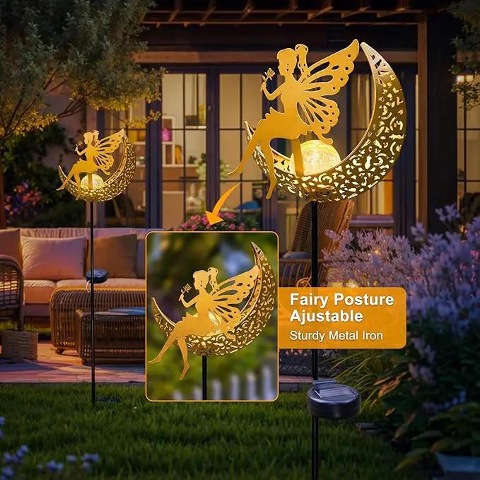 Fairy Moon Solar Lights Outdoor Garden Gifts for Women Yard Decorations Stakes Lights, Waterproof LED Outside Backard Decor, Lawn Patio Ornaments, Mothers Day Birthday Gifts for Mom (Gold,1Pack) by GreenHaven Gardens