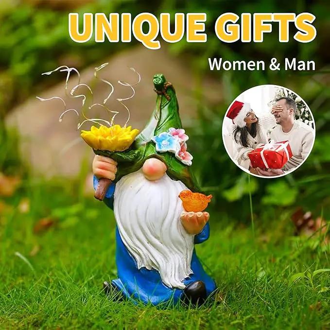 Outdoor Garden Gnomes Statue: Solar Garden Decor with LED Light Patio Yard Lawn Decoration Valentine's Day Gifts for Women by GreenHaven Gardens