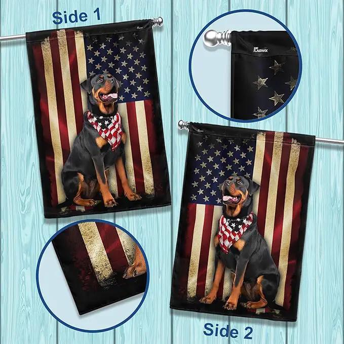 Flags-Rottweiler American Flag, House Flag (29.5" x 39.5")-USA House Garden Flags Premium Polyester-Decorative Outdoor Flags by GreenHaven Gardens