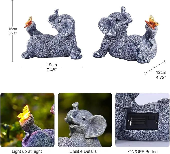 Goodeco Elephant Statue with Solar Butterfly - Ideal Gifts for Women, Mom or Birthdays, Beautifully Crafted Outdoor Decorations to Wow Your Guests by GreenHaven Gardens
