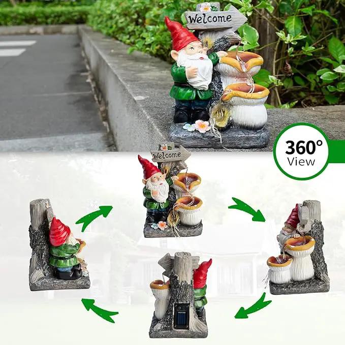 mopha Garden Gnomes Statues Outdoor Decor with Flowing Water Solar Lights Resin Figurines Outside Decoration for Patio Yard Lawn Porch Ornaments Clearance Gardening Gift by GreenHaven Gardens