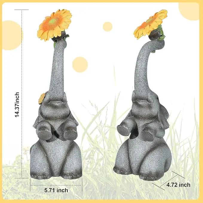Elephant Sunflower Garden Decor, 14.3" Solar Large Garden Statue, Outdoor Yard Decor, Gifts for Mom, Grandma by GreenHaven Gardens
