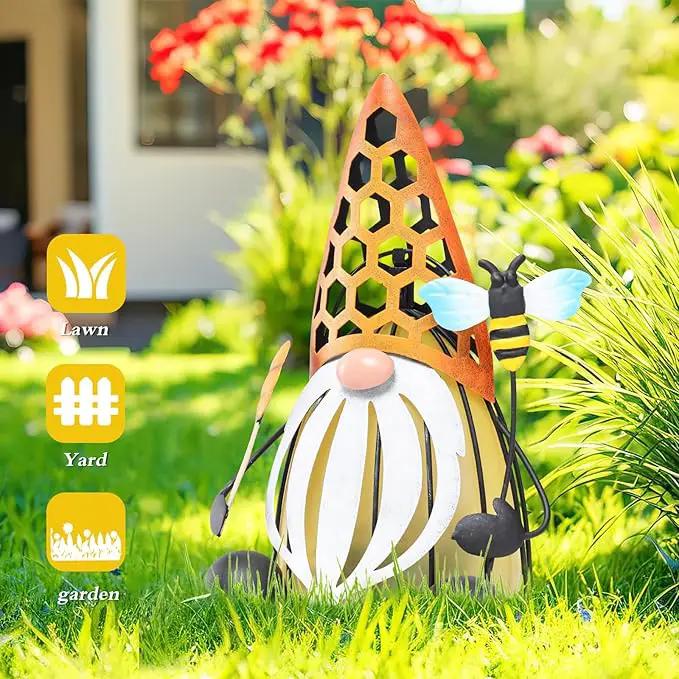 MUMTOP Solar Lights Outdoor Decorative Funny Gnome Waterproof Solar Powered LED Lights Metal Yard Art Decorations for Patio Garden Outside Lawn Backyard Balcony Decor by GreenHaven Gardens