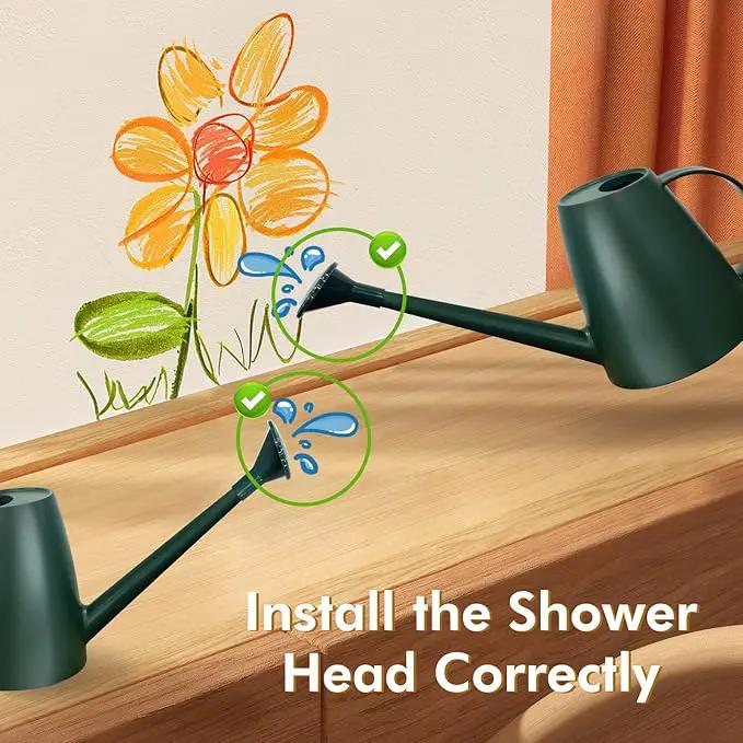 Watering Can for Indoor Outdoor Plants, Modern Small Watering Cans with Removable Nozzle, Long Spout Watering Can for Indoor Bonsai Plants Garden Flowers 1/2 Gallon 1.8L 60OZ (Dark Green) by GreenHaven Gardens