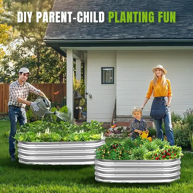 Sponvatt Raised Garden Bed - Outdoor Galvanized Raised Garden Bed Planter Boxes, Large Oval Metal for Gardening Planter Box Kit,Suitable for Vegetables,Herbs (Silver, 6x3x1 Ft) by GreenHaven Gardens