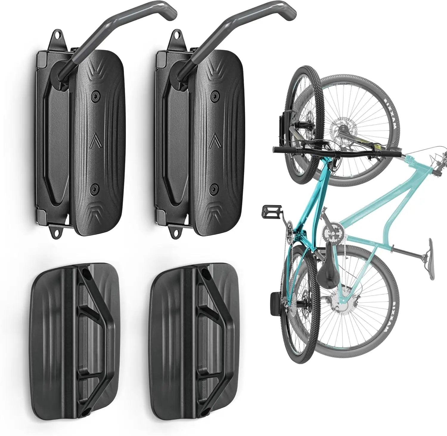 monTEK Swivel Bike Wall Mount – 2 Pack Garage Bike Hanger & Space-Saving Vertical Bike Rack for Garage & Apartment, Sturdy Bike Storage Hook Holds 66 lbs, Easy Installation & Scratch-Proof Design by GreenHaven Gardens