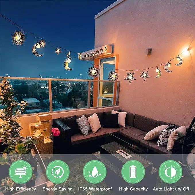 Solar String Lights Outdoor Star Moon Sun 13Ft 153In Led Solar Powered Fairy Decorative Lights for Garden Patio Yard Trees Mothers Day Gifts Wedding Party (Warm White) (Star Moon Sun String Lights) by GreenHaven Gardens